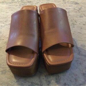 Brown Platform Slide Sandals by The Drop Size 8